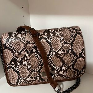 Brown Snakeskin Crossbody Handbag